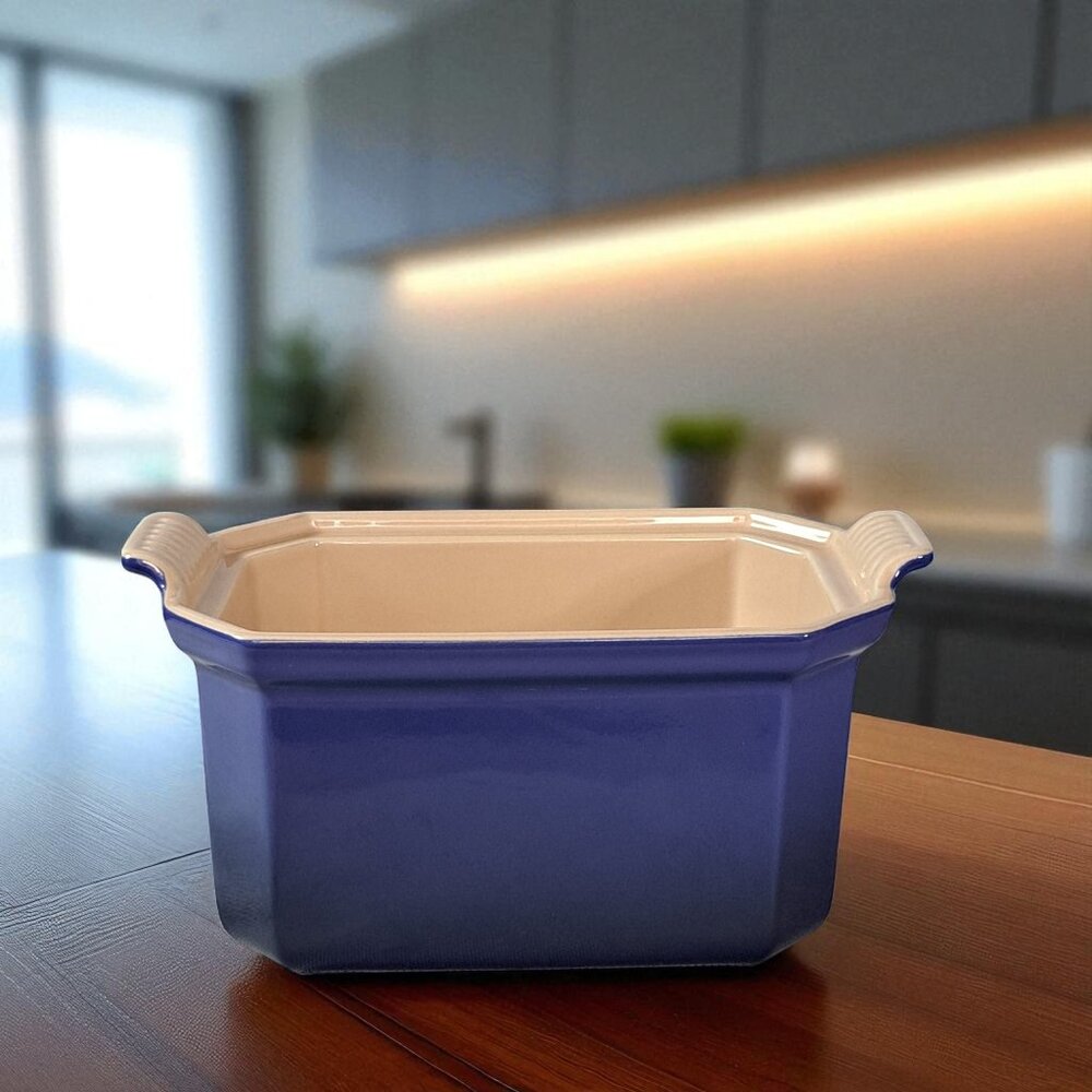 Le Creuset Blue .72 Qt Stoneware Heritage Octagon Casserole NO LID